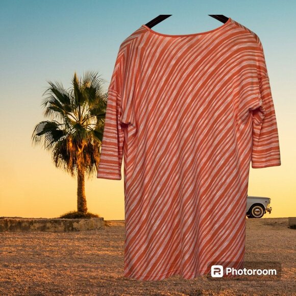 Dana Buchman Hi Lo Top Three Quarter Sleeve Pullover Size XS Super Soft Coral - Picture 2 of 8